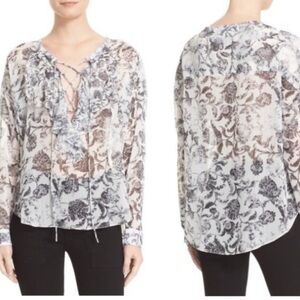The Kooples Baroque Floral Print Ruffle Top Sz. S